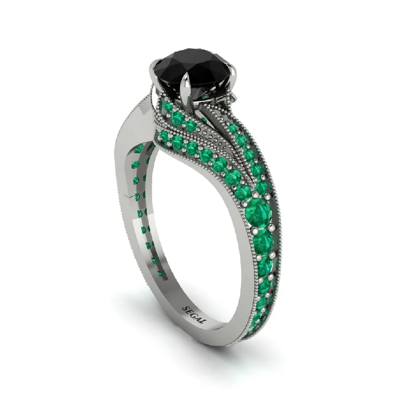 Luxury Platinum Engagement Rings For Brides-Emerald 14K Gold Pave Engagement Ring - Magnolia No. 24