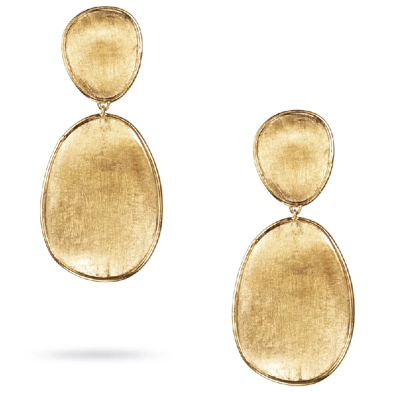 Dazzling Earrings For Night Parties-Marco Bicego Lunaria Oval Double Yellow Gold Drop Dangle Earrings OB1345