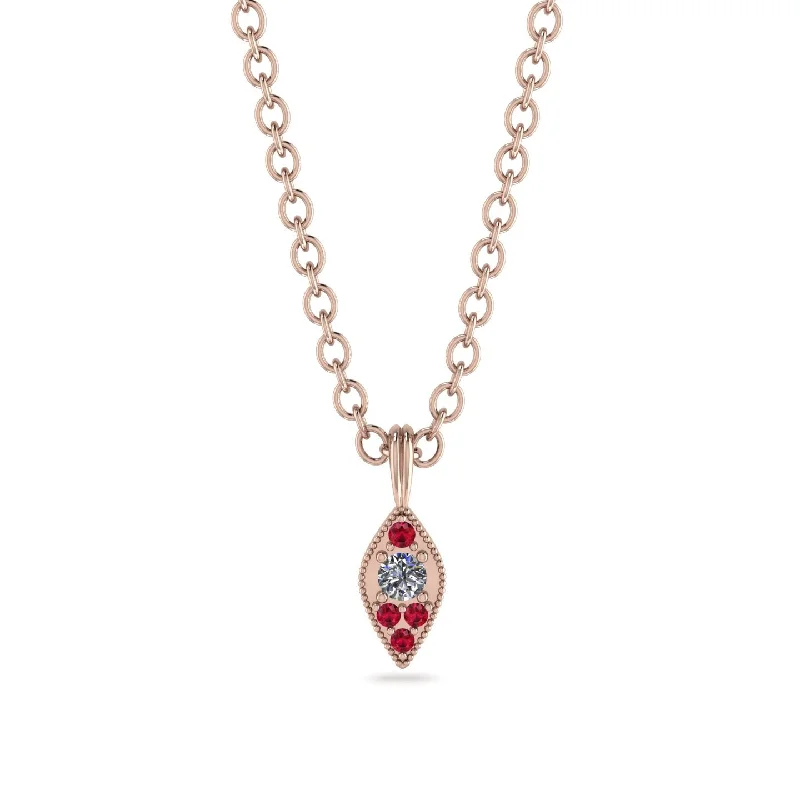 Milgrain Ruby Necklace - Jessie No. 47