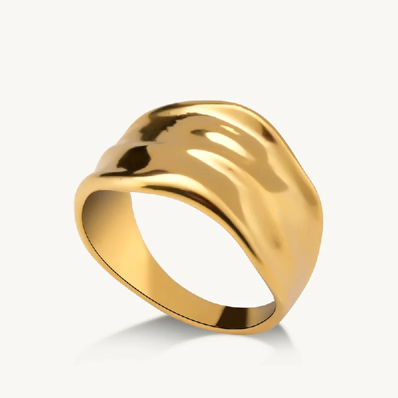 Simple Wedding Rings For Minimalist Couples-Riged Waves Band