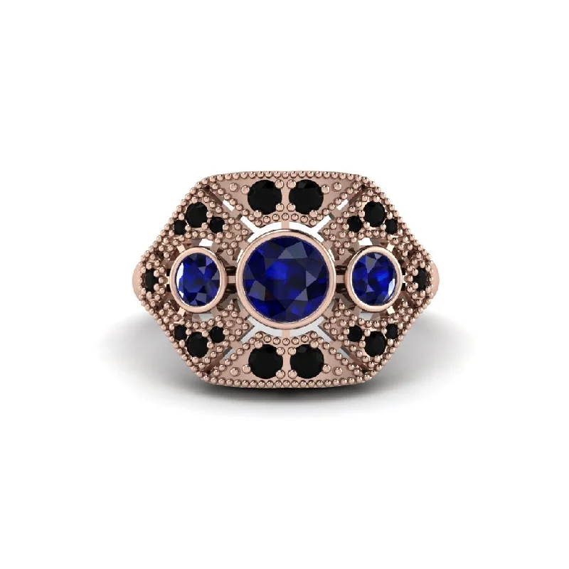 Affordable Gold Engagement Rings For Brides-Sapphire Art Deco Geometric Engagement Ring - Haven No. 44