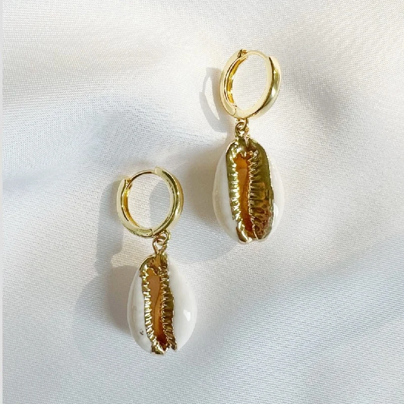 Elegant Resin Earrings For Artistic Touch-Cowrie Shell Beach Earrings