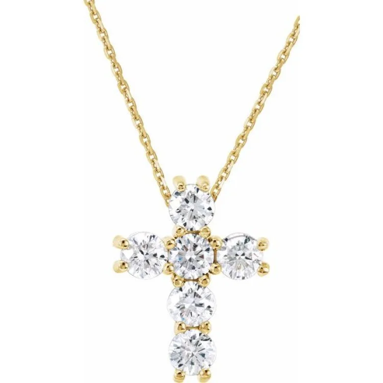 14K Yellow 1/3 CTW Natural Diamond Cross 18" Necklace