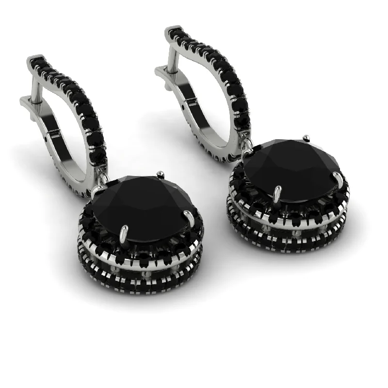 Colorful Earrings For Fun Fashion Choices-Hidden Halo Black Diamond Hoop Earrings - Catalina No. 39