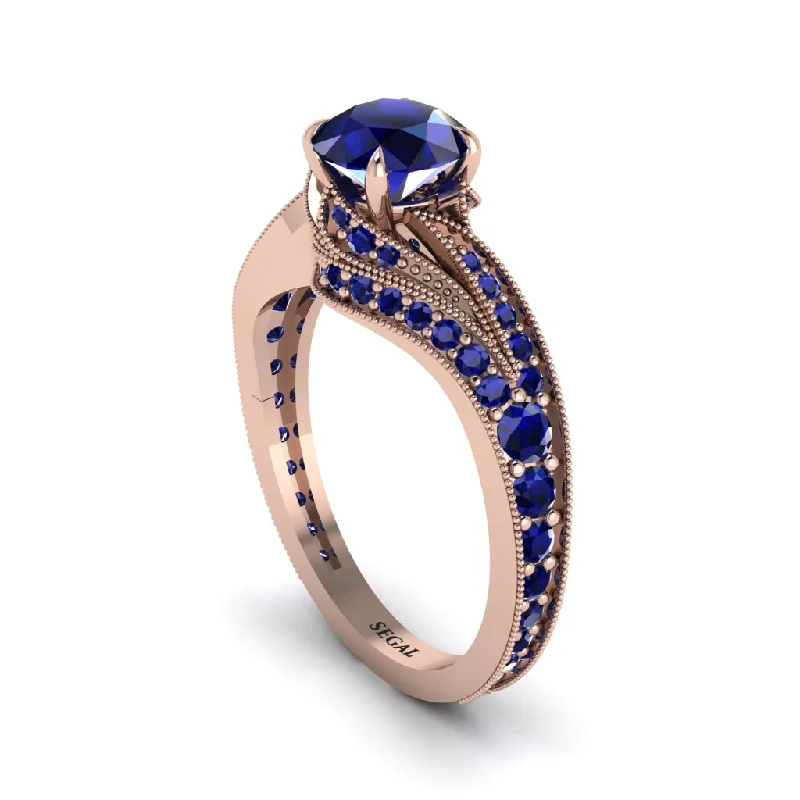 Affordable Diamond Rings For Timeless Glam-Sapphire 14K Gold Pave Engagement Ring - Magnolia No. 74