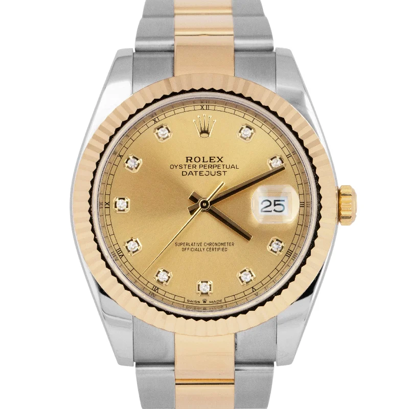 Classic Mechanical Watches For Timeless Appeal-MINT Rolex DateJust 41 DIAMOND Champagne Two-Tone 18K Yellow Gold 41mm 126333