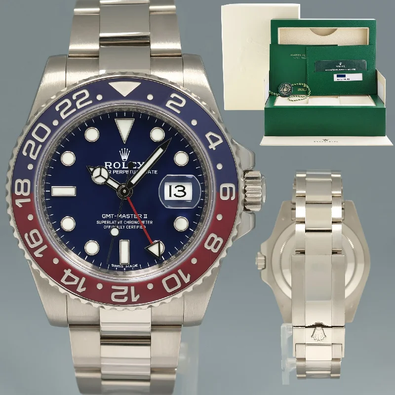 Bold Sports Watches For Active Fashion-2023 RSC Service Papers Rolex GMT-Master II Pepsi White Gold Blue 116719BLRO Watch