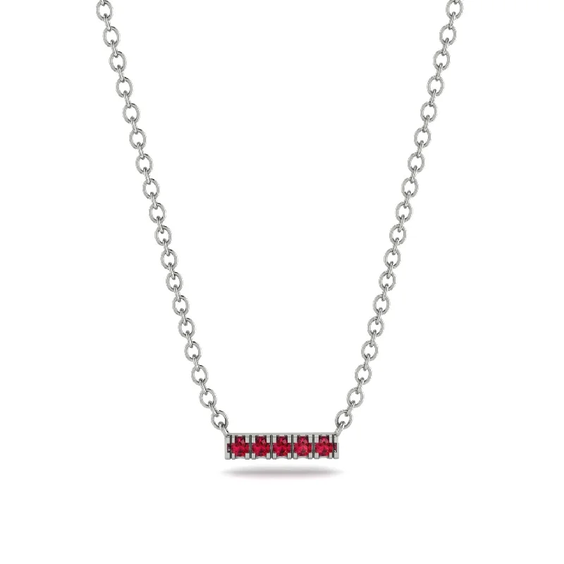 Small Ruby Necklace Bar With  - Zahra No. 12