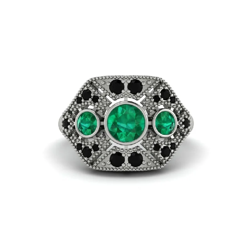 Simple Gemstone Rings For Everyday Wear-Emerald Art Deco Geometric Engagement Ring - Haven No. 36