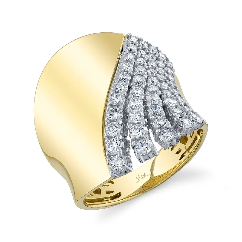 Custom Wedding Rings For Personalized Fashion-14kt. Yellow Gold & White gold Lady's Ring with 1.18ct Diamond Pave