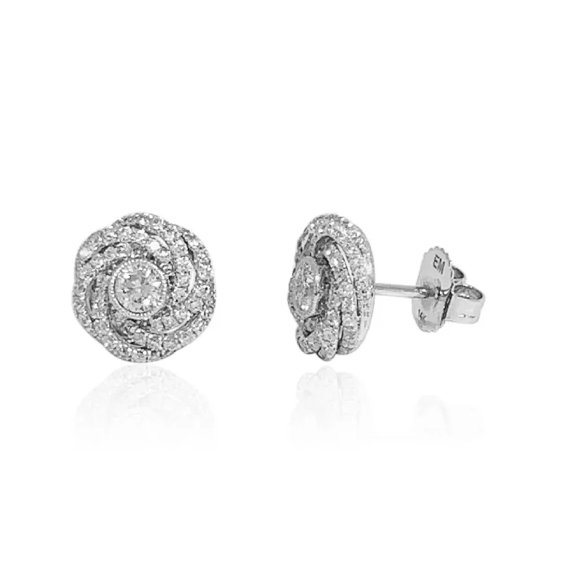 Designer Earrings For Exclusive Style-White Gold Diamond Stud Earrings