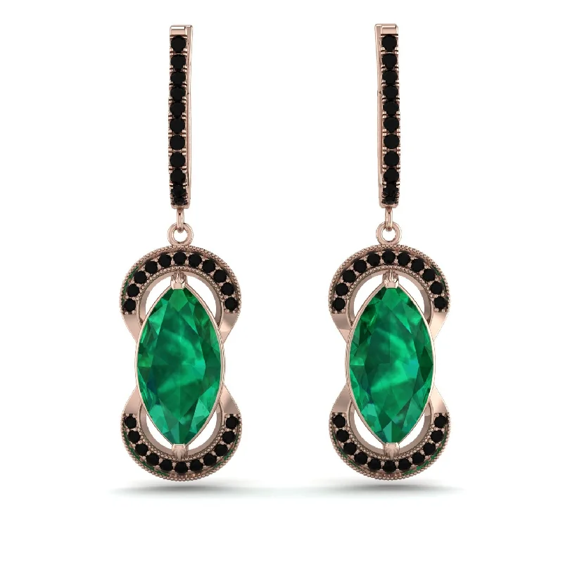 Trendy Hoop Earrings For Young Women-Marquise Vintage Emerald Earrings - Marley No. 35