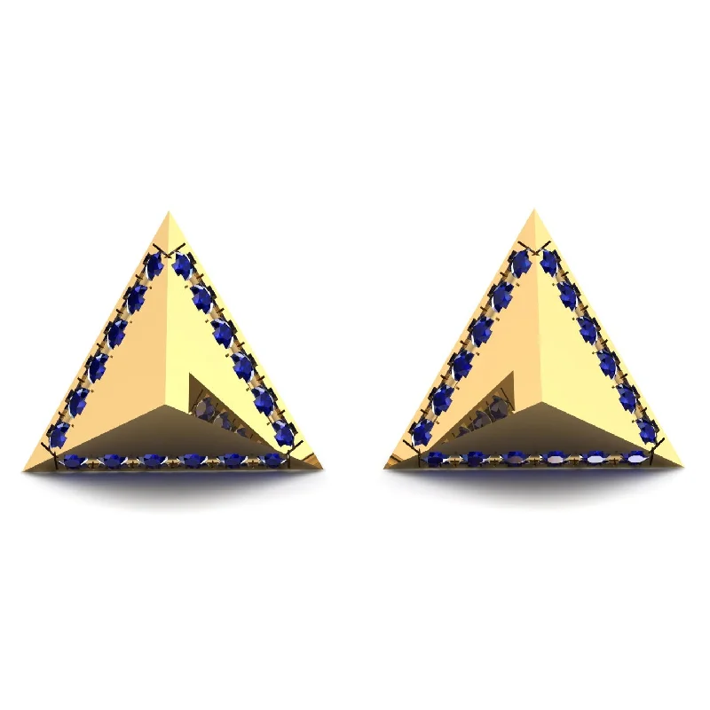 Bold Earrings For High Impact Fashion-Triangle Sapphire Earrings Geometrical - Milan No. 13