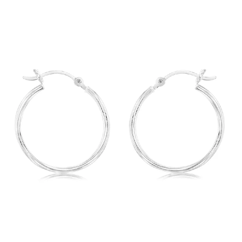 Unique Resin Earrings For Fashionistas-Sterling Silver Ribbed 20mm Hoop Earrings