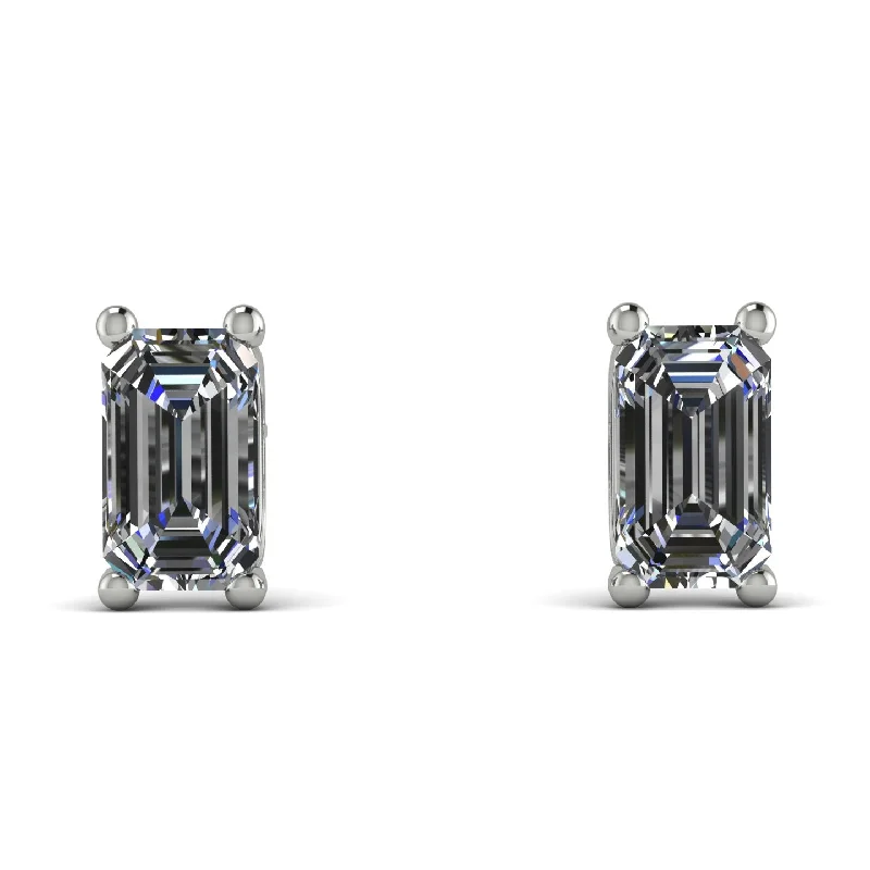 Bridal Earrings For Wedding Day Glam-Hidden Diamonds Emerald Cut Diamond Earrings - Angel No. 63