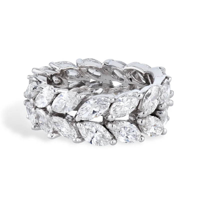 Custom Wedding Bands For Fashion-Forward Couples-Marquise Diamond White Gold Eternity Band Estate Ring