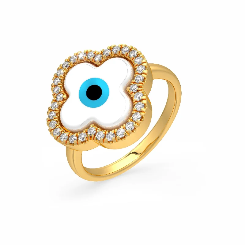 Luxury Wedding Rings For Elegant Weddings-Lily Evil Eye Ring