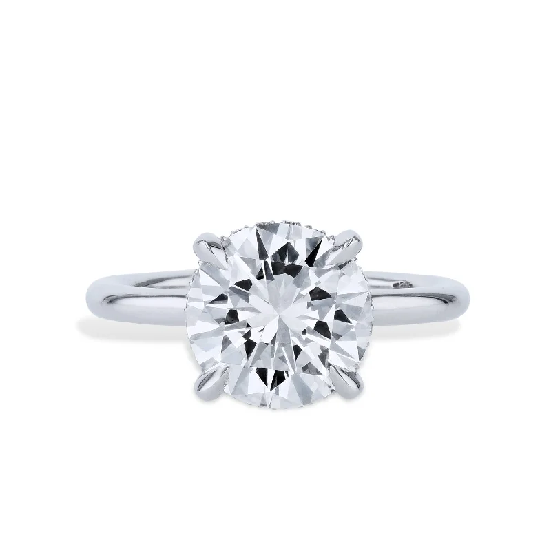 Simple Wedding Bands For Subtle Elegance-3.11 Carat Round Diamond Platinum Engagement Ring