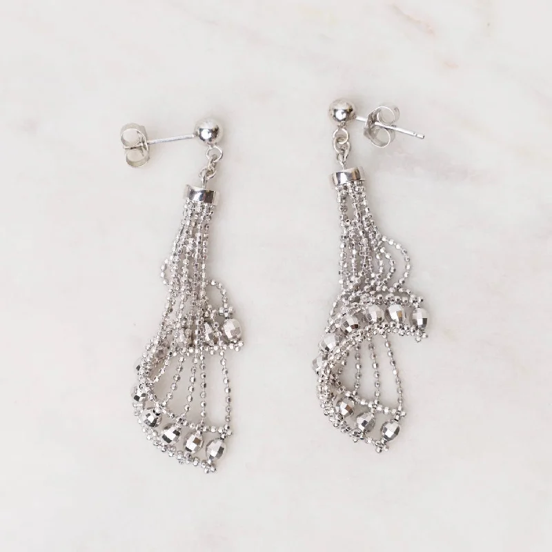 Glamorous Earrings For Cocktail Parties-Sterling Silver Woven Draped Spiral Earrings