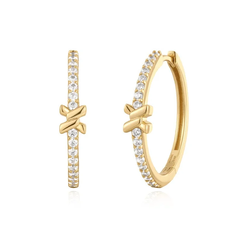 Custom Earrings For Special Gifts-Gold Cross Hoop Earrings