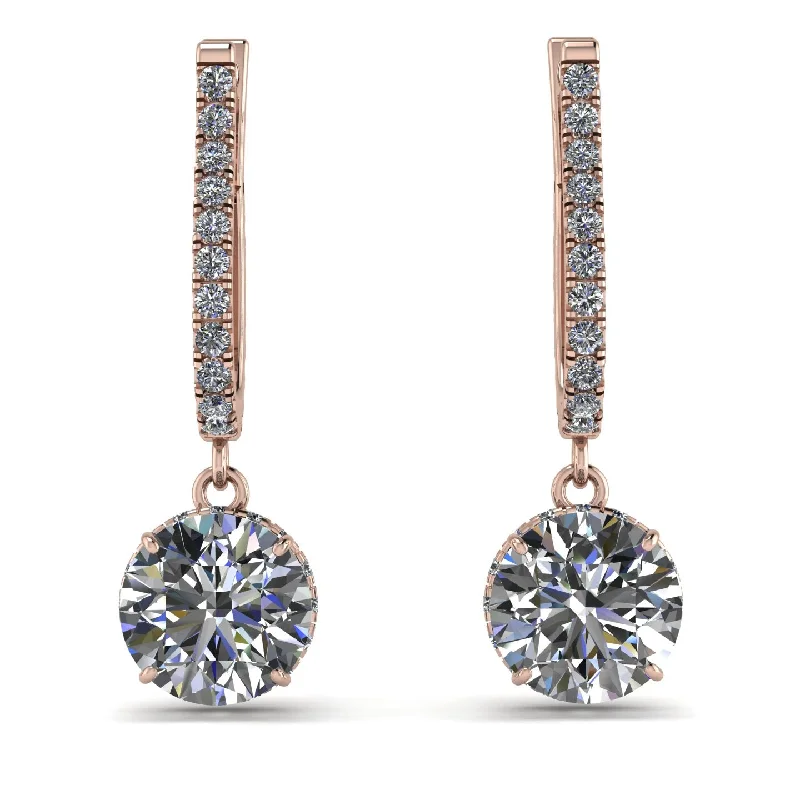 Colorful Earrings For Trendy Women-Diamond Dangle Earrings With Hidden Halo - Adaline No. 2