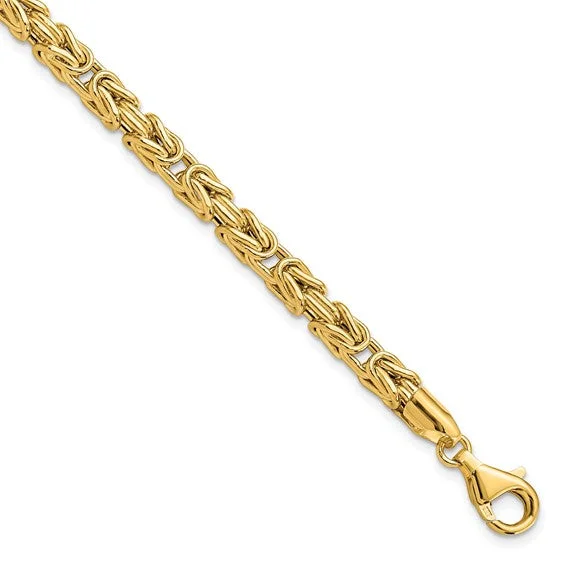 Elegant Beaded Bracelets For Fashionable Style-14k Yellow Gold Byzantine Link Bracelet 7.5 inches LF1487-7.5