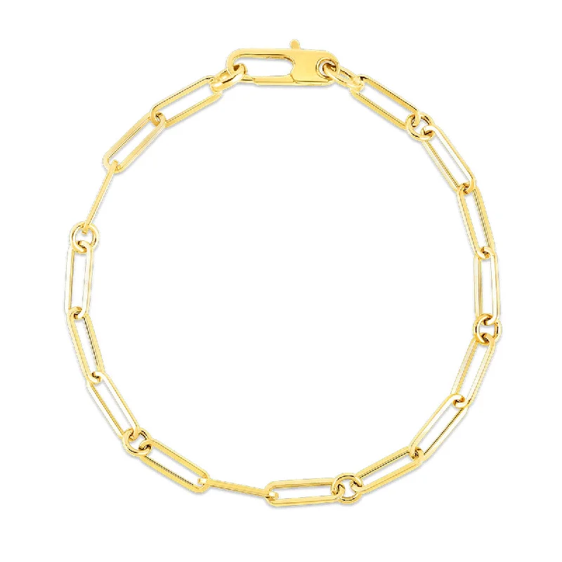 Unique Gemstone Stretch Bracelets For Fun Fashion-18K Yellow Gold Paperclip Bracelet