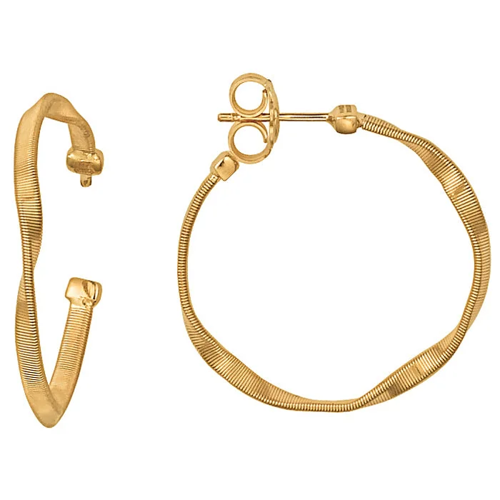 Trendy Gemstone Earrings For Stylish Looks-Marco Bicego Marrakech Medium 18K Yellow Gold Hoop Earrings OG255Y