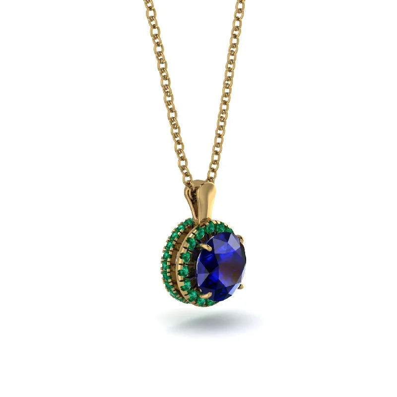 Hidden Halo Sapphire Necklace - Catalina No. 28