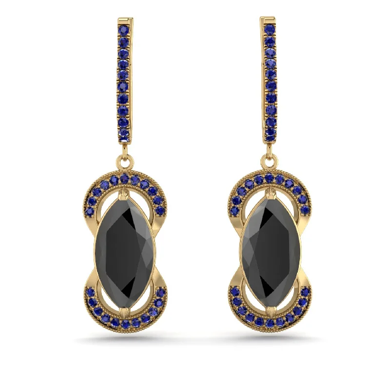 Colorful Earrings For Everyday Style-Marquise Vintage Black Diamond Earrings - Marley No. 67