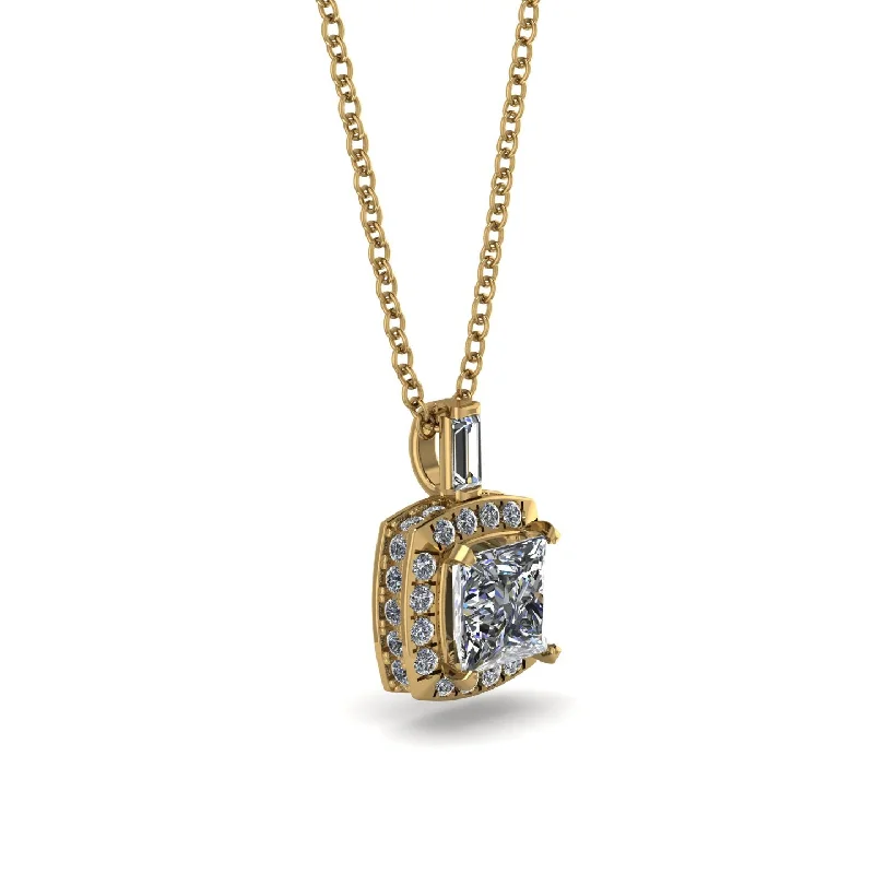 Hidden Halo Princess Cut Diamond Necklace - Georgia No. 1