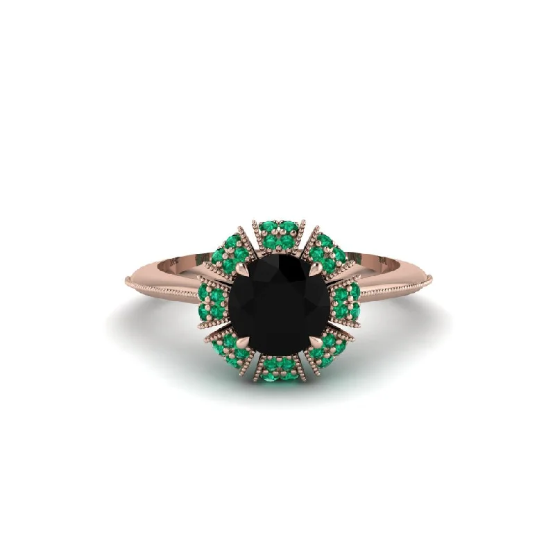 Beautiful Engagement Rings For Romantic Proposals-Emerald Crown Halo Engagement Ring - Annie No. 23