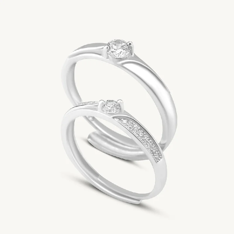 Timeless Wedding Rings For Classic Couples-Solitaire Band Couple Rings- 925 Silver