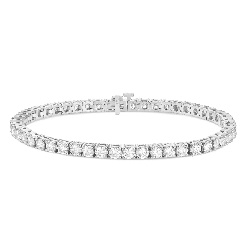 Beautiful Pearl Stretch Bracelets For Elegant Glam-14K Gold 6.95ct 3.3mm Diamond Tennis Bracelet