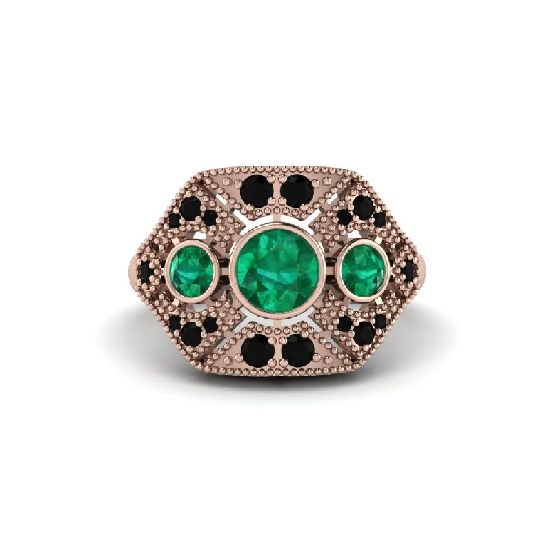 Trendy Titanium Rings For Contemporary Style-Emerald Art Deco Geometric Engagement Ring - Haven No. 35