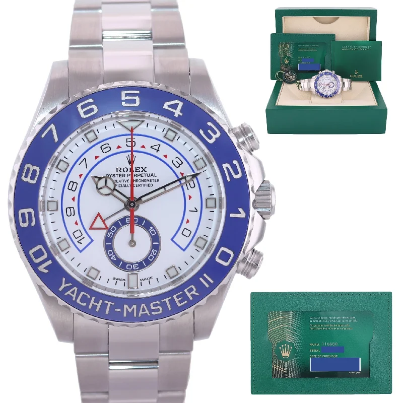 Trendy Stainless Steel Watches For Everyday Wear-2023 NEW PAPERS Rolex Yacht-Master 2 NEW MERC HANDS Steel Blue 116680 Watch Box