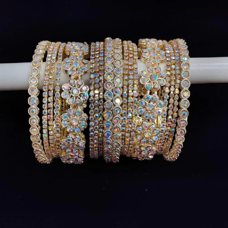 Dainty Bangles For Subtle Elegance-Pooja Bangles Gold Plated  Austrian Stone  Bangle Set