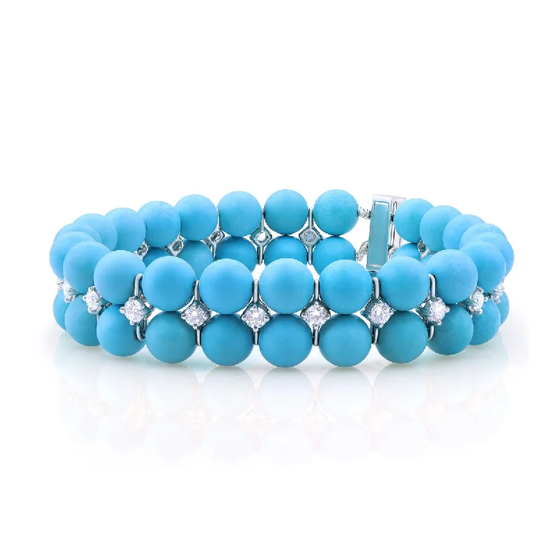 Luxury Gemstone Bracelets For High-End Fashion-Two Row Turquoise Bracelet