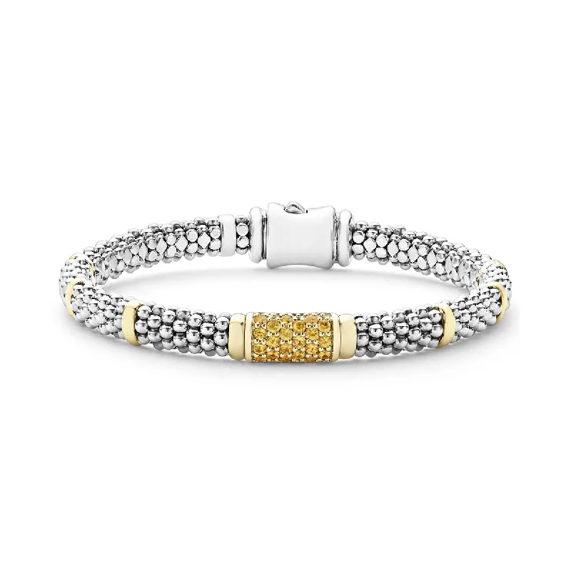 Beautiful Birthstone Bracelets For Special Occasions-Yellow Sapphire Caviar Bracelet