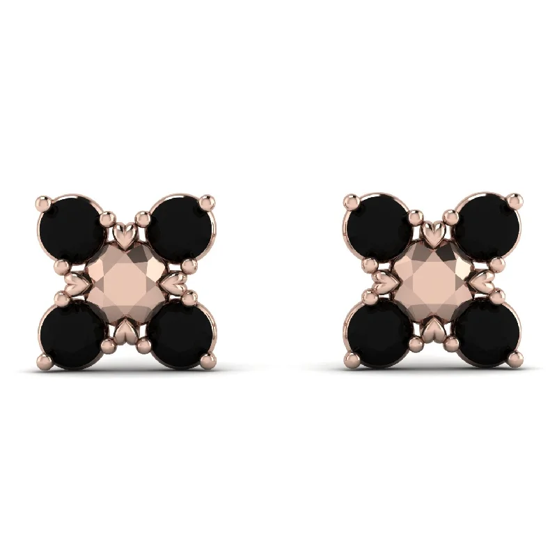 Simple Silver Earrings For Elegant Style-Geometric Black Diamond Earrings Golden Diamond - Jayda No. 8