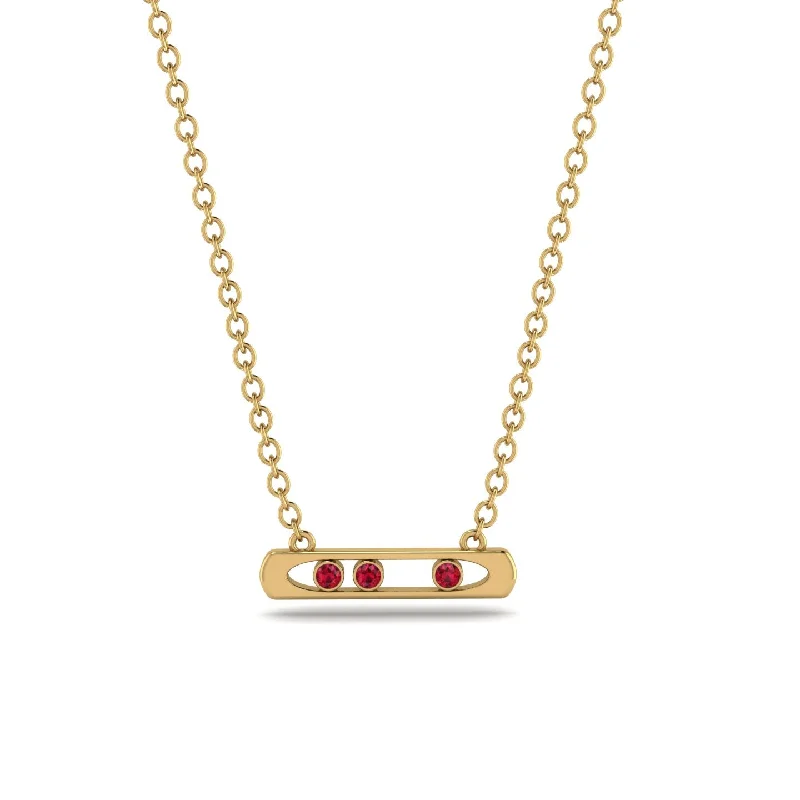 3 Ruby Stone Bar Necklace - Nala No. 10