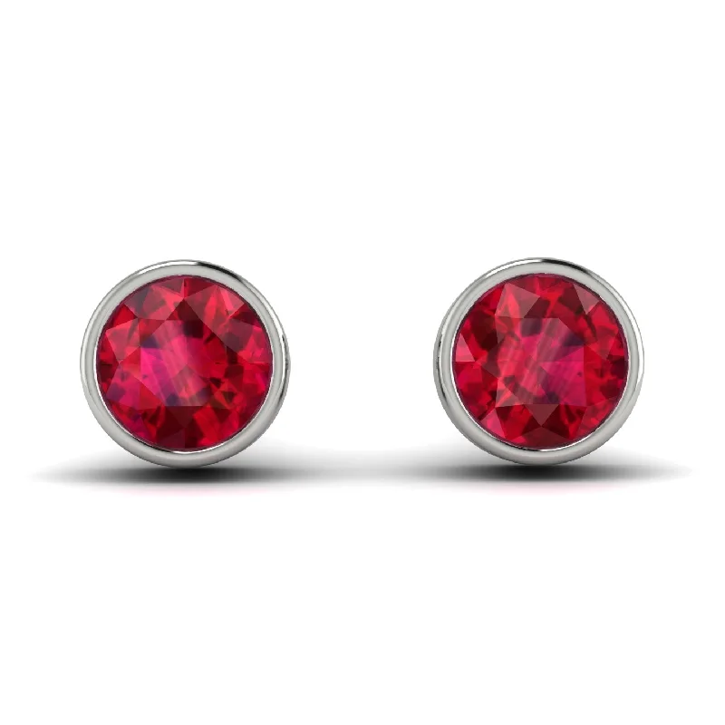 Fashionable Hoop Earrings For Everyday Looks-Bezel Stud Ruby Earrings - Royal No. 12