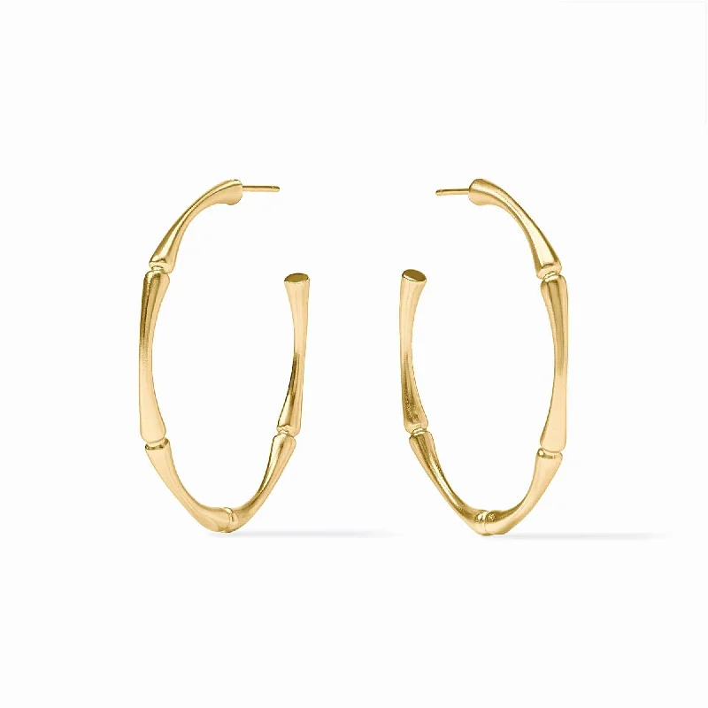 Timeless Gold Earrings For Special Moments-Large Bamboo Hoop Earrings