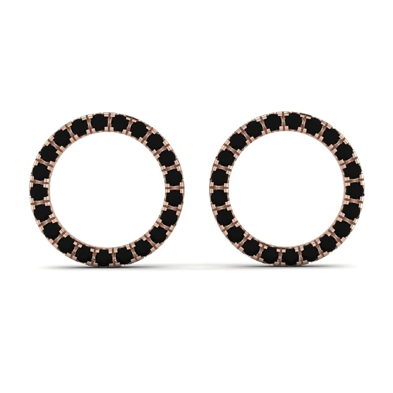 Handmade Gold Earrings For Unique Gifts-Circle Stud Black Diamond Earring - Lucille No. 8