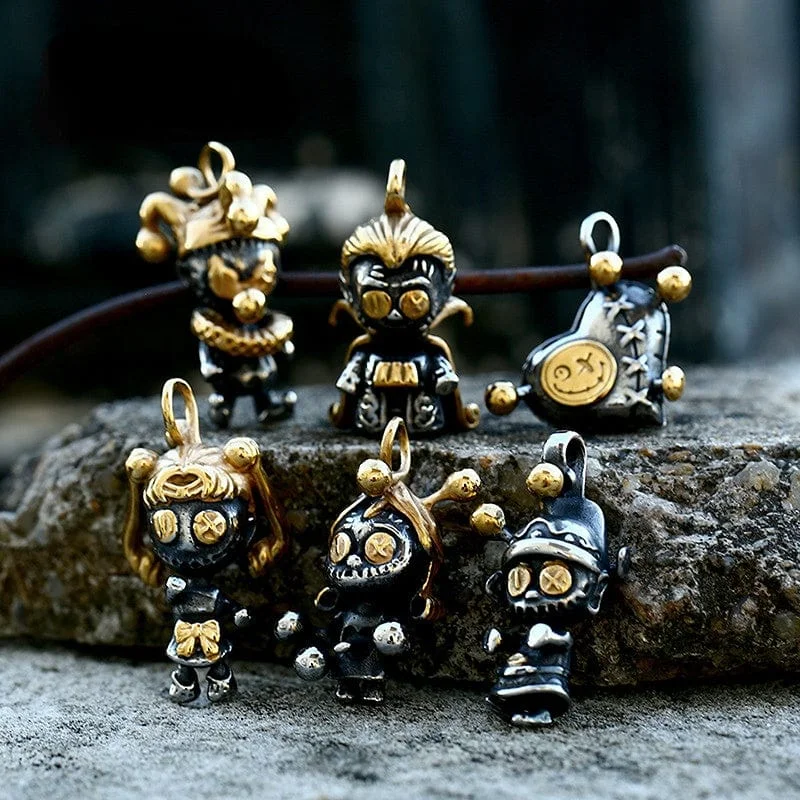 Men's Punk Double Color Wizard Doll Necklace