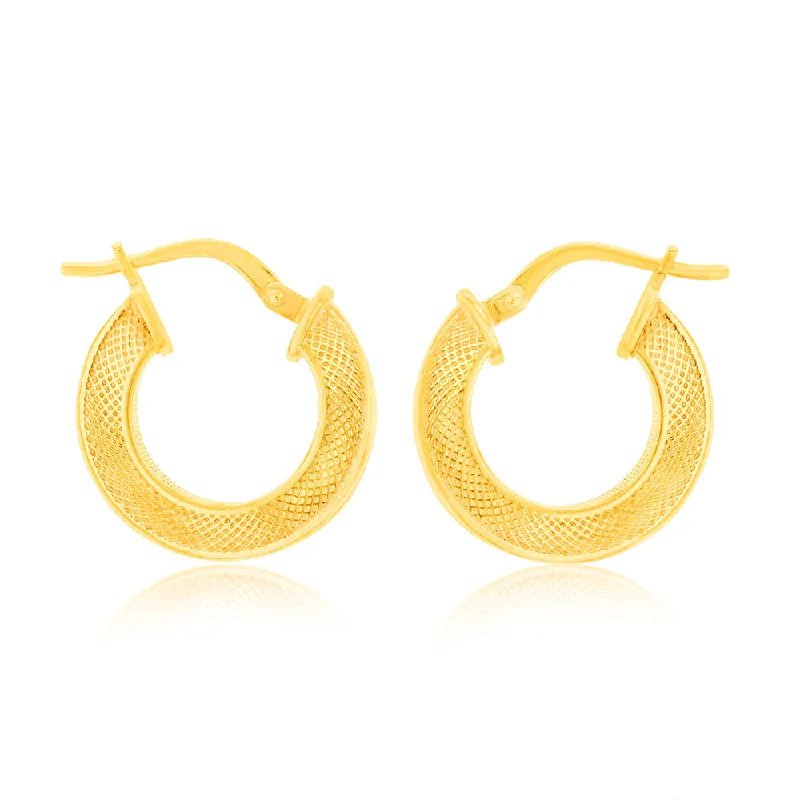 Unique Handmade Earrings For One-of-a-Kind Gifts-9ct Yellow Gold Silverfilled Fancy 10mm Hoop Earrings