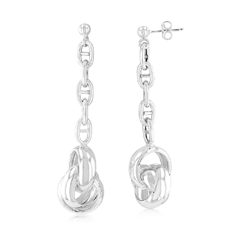 Exclusive Earrings For High-End Fashion-Sterling Silver Multiple Circles On Anchor Chain Drop Earrings