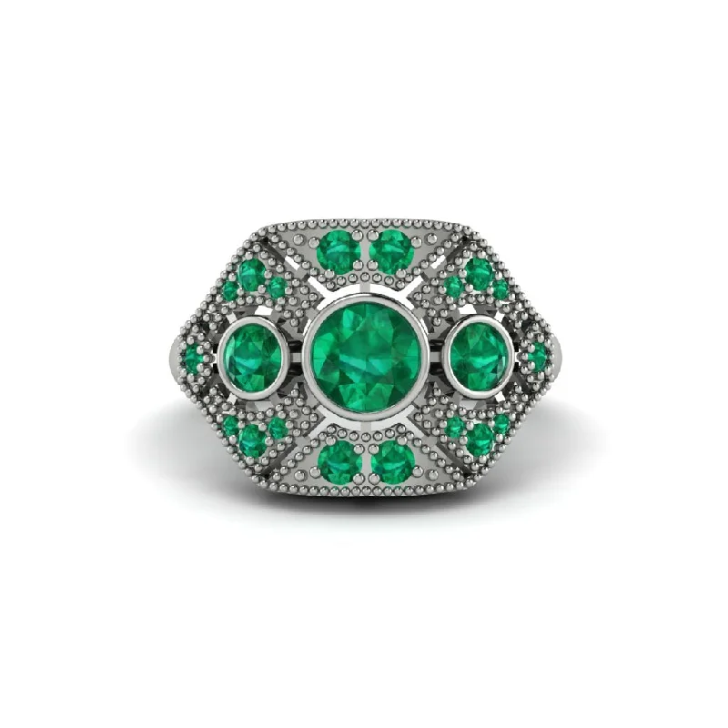 Timeless Gold Rings For Elegant Fashion-Emerald Art Deco Geometric Engagement Ring - Haven No. 21