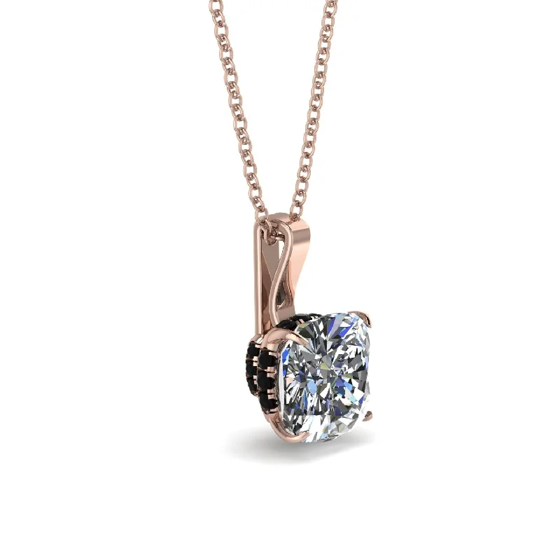 Hidden Halo Cushion Diamond Necklace - Alivia No. 32