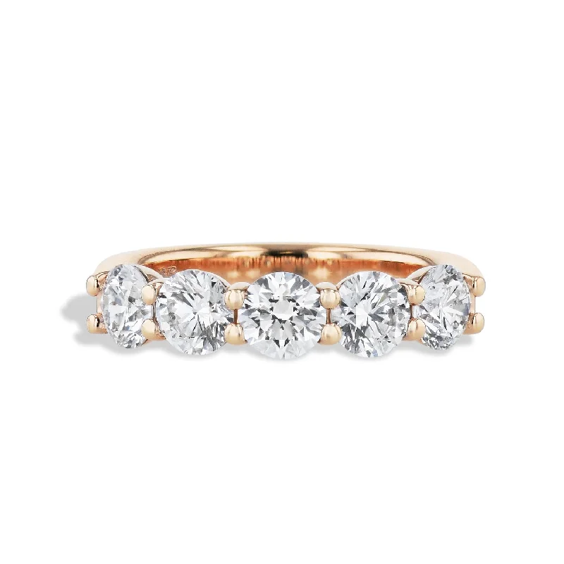 Simple Gemstone Engagement Rings For Subtle Beauty-5 Stone Diamond Rose Gold Band Ring